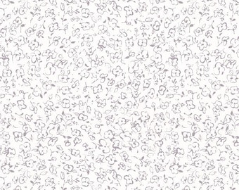 Au Naturel - "Ivory Purple Floral Doodle" - 17820 166 - by Lisa Audit for Wilmington Prints