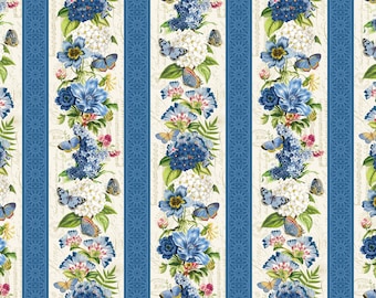 Something Blue - DP25077-11 - "Cream Multi Border Stripe " - Northcott