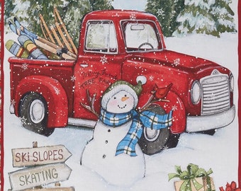 Red Truck Winter Snowman - Springs Creative
