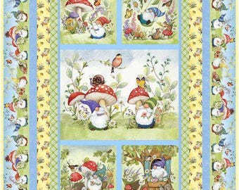 Gnome-Grown Quilt Kit - Gnome-Grown Collection by Susan Winget for Wilmington Prints - free pattern - 45" x 64"