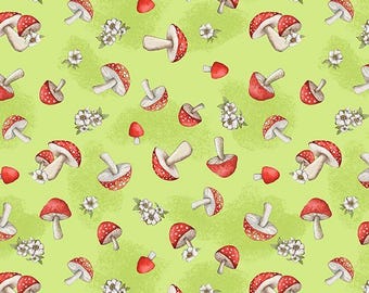 Gnome-Grown - "Green Mushrooms" - 39875 713- by Susan Winget for Wilmington Prints