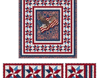 Wings of Freedom Quilt Kit - Quilt Pattern by Cathey Marie Designs - Stonehenge Stars a& Stripes 14 Collection by Northcott - 76" x 86"