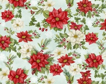 Medley in Red - 39737 731 - "Poinsettia Mint Green" - by Susan Winget for Wilmington Prints