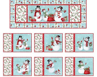 Jolly Countdown Table Runner and Placemat Kit - Fabrics from Holly Jolly collection by Northcott Fabric - 36" x 14" and six 18" x 12"