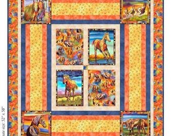 Free Rein Quilt Kit - designed by Cyndi Hershey for P & B Textiles - 50.5" x 56.5"
