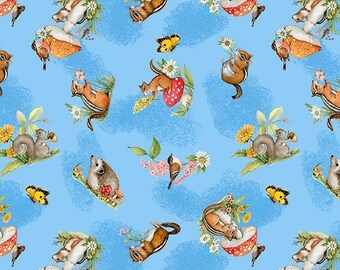 Gnome-Grown - "Blue Critter Toss" - 39876 423- by Susan Winget for Wilmington Prints