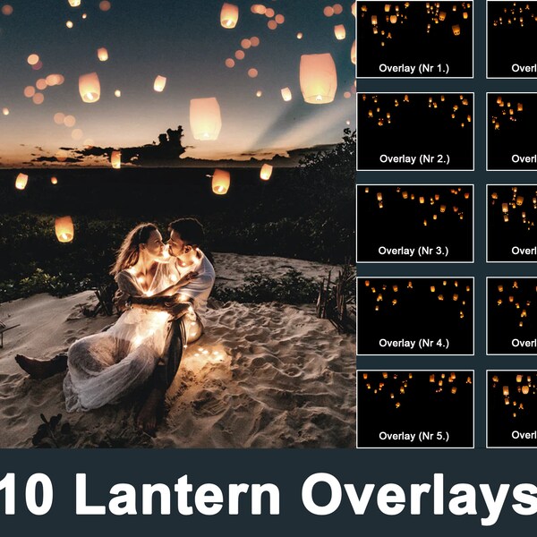 10 Sky Lantern overlays, Sky Overlay, Balloon Photo Overlay, Light overlay, Firefly Overlay, Photo Overlay, Wedding Overlay, Summer overlay