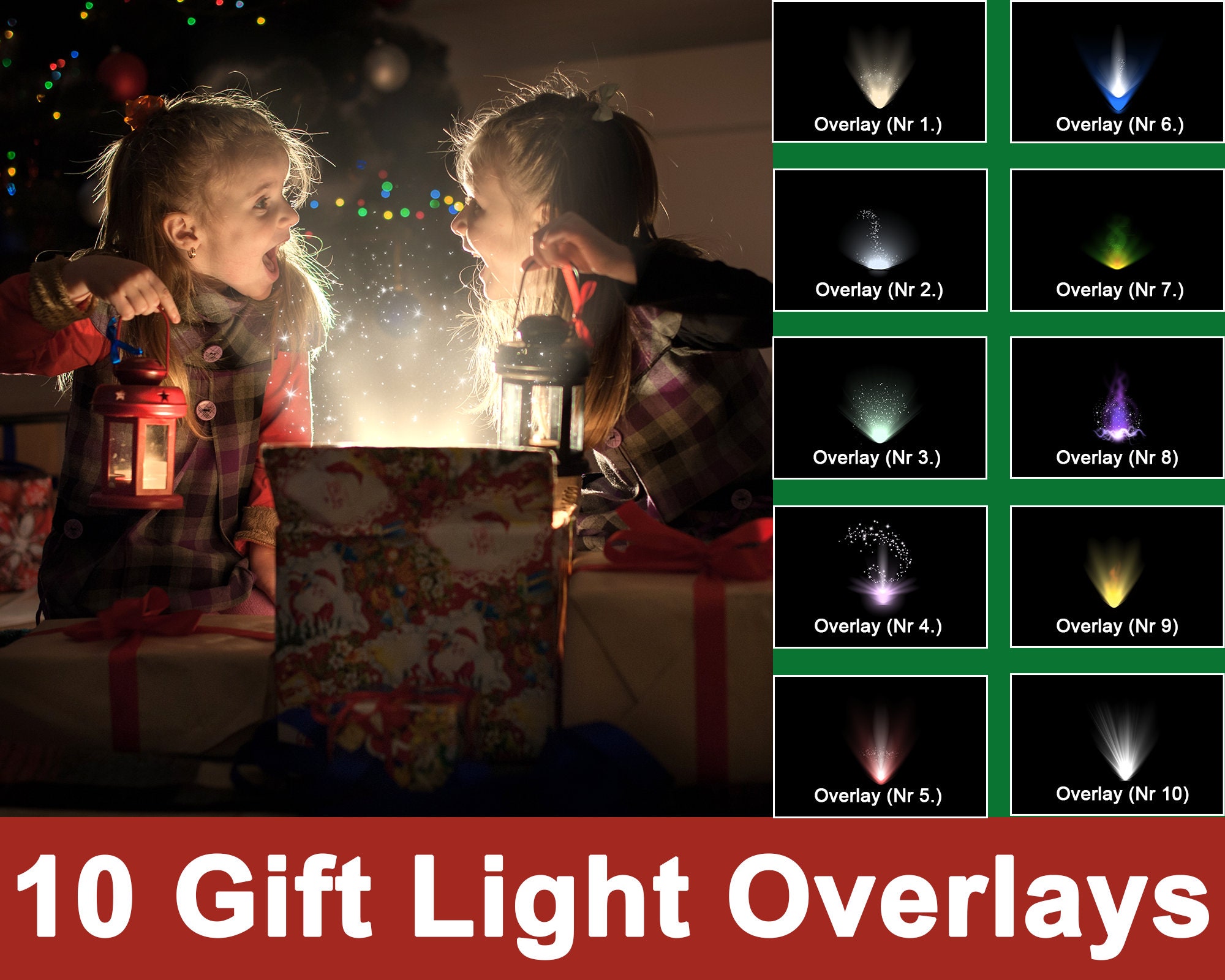 10 Gift Light Overlays Christmas Overlay Lens Flare Overlay Etsy