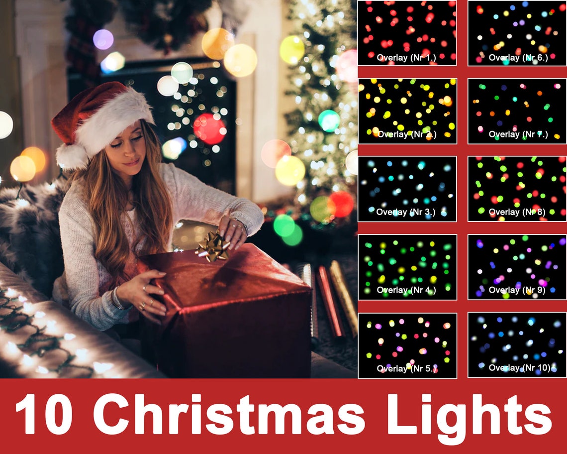 10 Christmas Light Overlays Lens Flare Overlay Sun Ray Etsy
