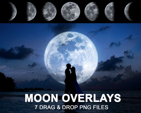 7 Moon Overlays Night Sky Overlays Star Overlays Winter Etsy