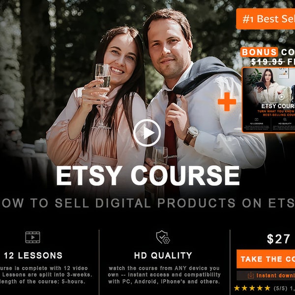 Curso de Etsy: Cómo vender productos digitales en Etsy + Curso extra GRATUITO (Valorado 19,95 dólares estadounidenses, tuyo gratis)