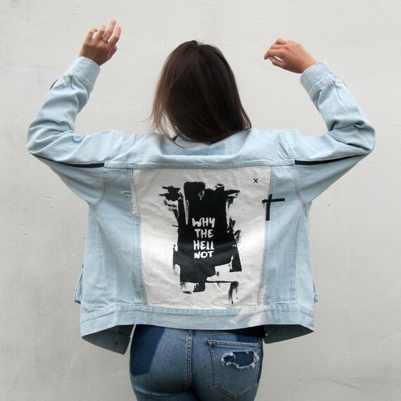 Hand Painted Jean Jacket Oversized 