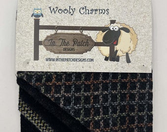 Wooly Charms 5in X 5in in Black 5ct by In the Patch Designs (See our collection of hand-dyed wools)