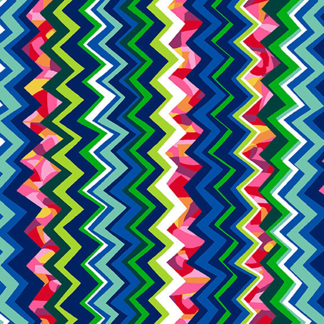 6862-78 the Language of Color Wavy Chevron Blue/multi by Chelsea