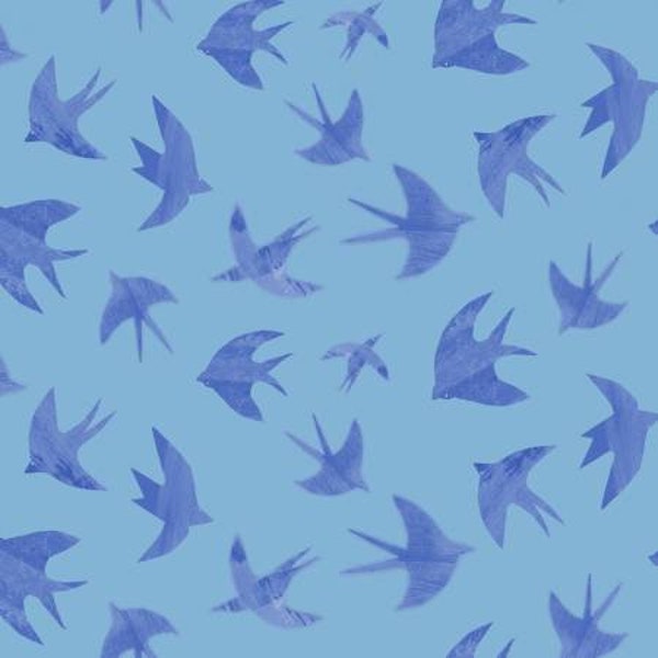 Light Blue Birds Y3402-29 by Tracey English for Clothworks