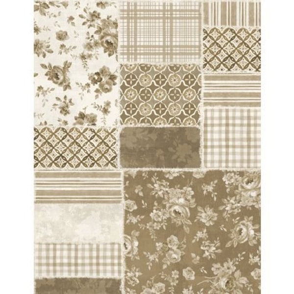 108" Farmhouse Chic Patchwork Brown Wide Backing 7216 222 Wilmington Prints