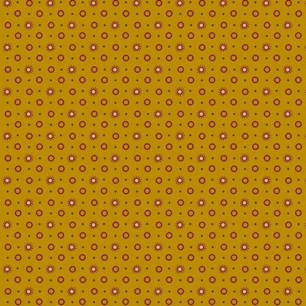 HEG673-404 Scraps of Kindness Sunbursts Mustard by Kim Diehl for Henry Glass Fabrics