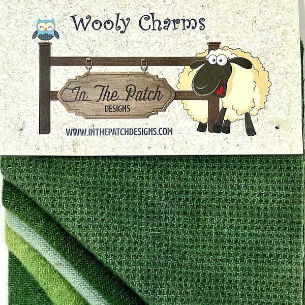 In the Patch Wooly Charms 5in x 5in Greens 5ct- (see our collection of wool)