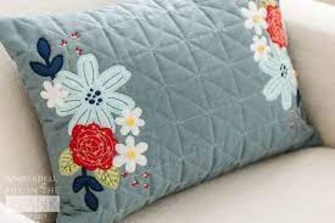 Kimberbell Blanks Quilted Pillowpatriot Blue Linen Etsy