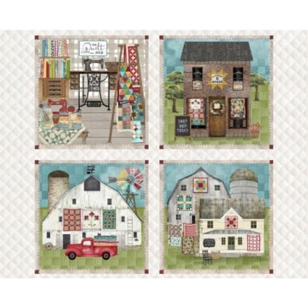 21701-PNL Shop Hop Panel 36" by Beth Albert for 3 Wishes Fabric