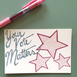 4 x 6" druckbare Postkarten Wähler - Ihre Stimme zählt - Hand gezeichnet Farbe Bleistift Postkarte - politische Postkarten