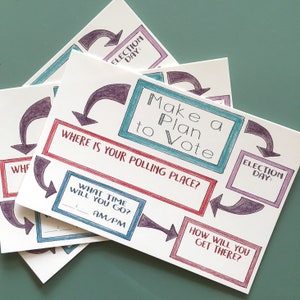 Politische Postkarten - 4 x 6" druckbare Postkarten Wählern - machen Sie einen Plan, politische Postkarten - handgezeichnete Farbe Bleistift Postkarte - Stimmen