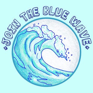 Postkarten an Wähler - Mach mit bei der blauen Welle! - Druckbare Postkarten an Wähler 8,5 x 11 Zoll - Handgezeichnete Farbstiftpostkarte - Politische Postkarten