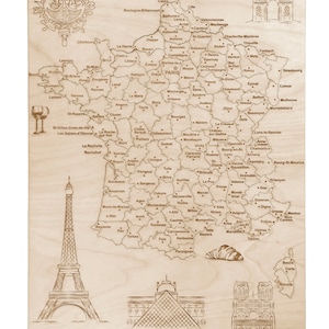 Puzzle carte de France en bois
