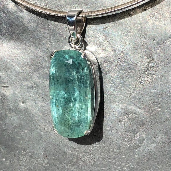 38.05 Carat Faceted Aquamarine Rectangle Pendant