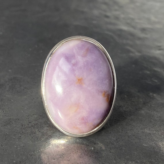 Tiffany stone ring - opalised florite ring - bertrandite ring - size U.K. - Q, US - 8 1/2, EU - 57