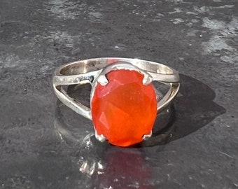 Carnelian Ring - Faceted Carnelian Ring - Natural Carnelian Ring size U.K. - R,US - 9, EU - 59