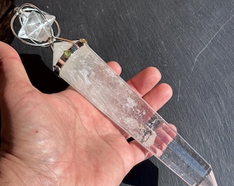 Healing wand - Quartz crystal healing stick - healing wand with quartz crystal Merkaba and chakra stone