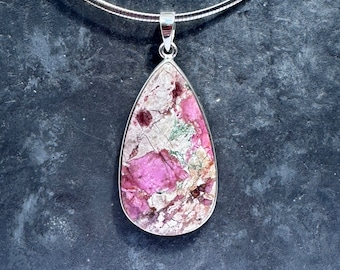 Cobalt Calcite Pendant - silver cobolt calcite necklace