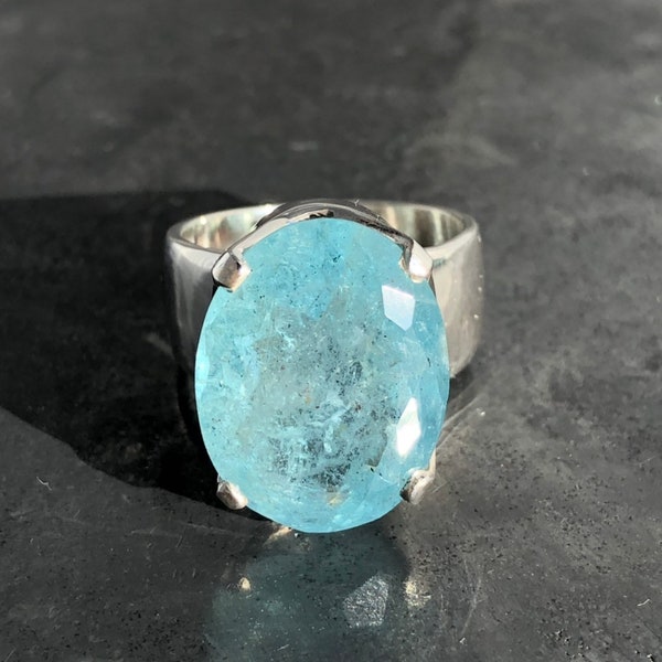 Aquamarine ring ring size P