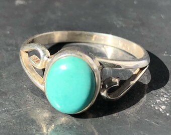 Turquoise ring - silver turquoise ring - Tibetan turquoise ring size U.K. - W, US - 11, EU - 64