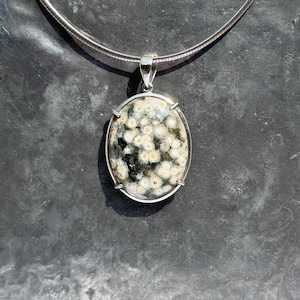 Ocean jasper pendant - oval jasper pendant - silver ocean jasper pendant