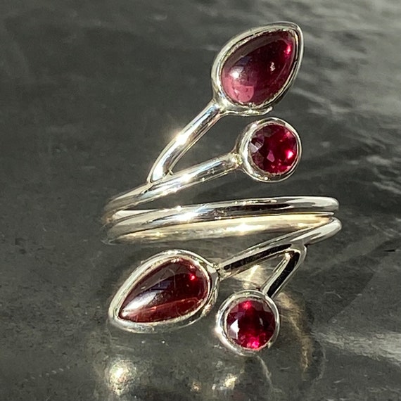 Elven Garnet Ring elwing Adjustable - Etsy