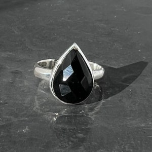 Onyx ring - faceted onyx ring - silver onyx ring size U.K. - N, US - 6 1/2, EU - 53 1/2