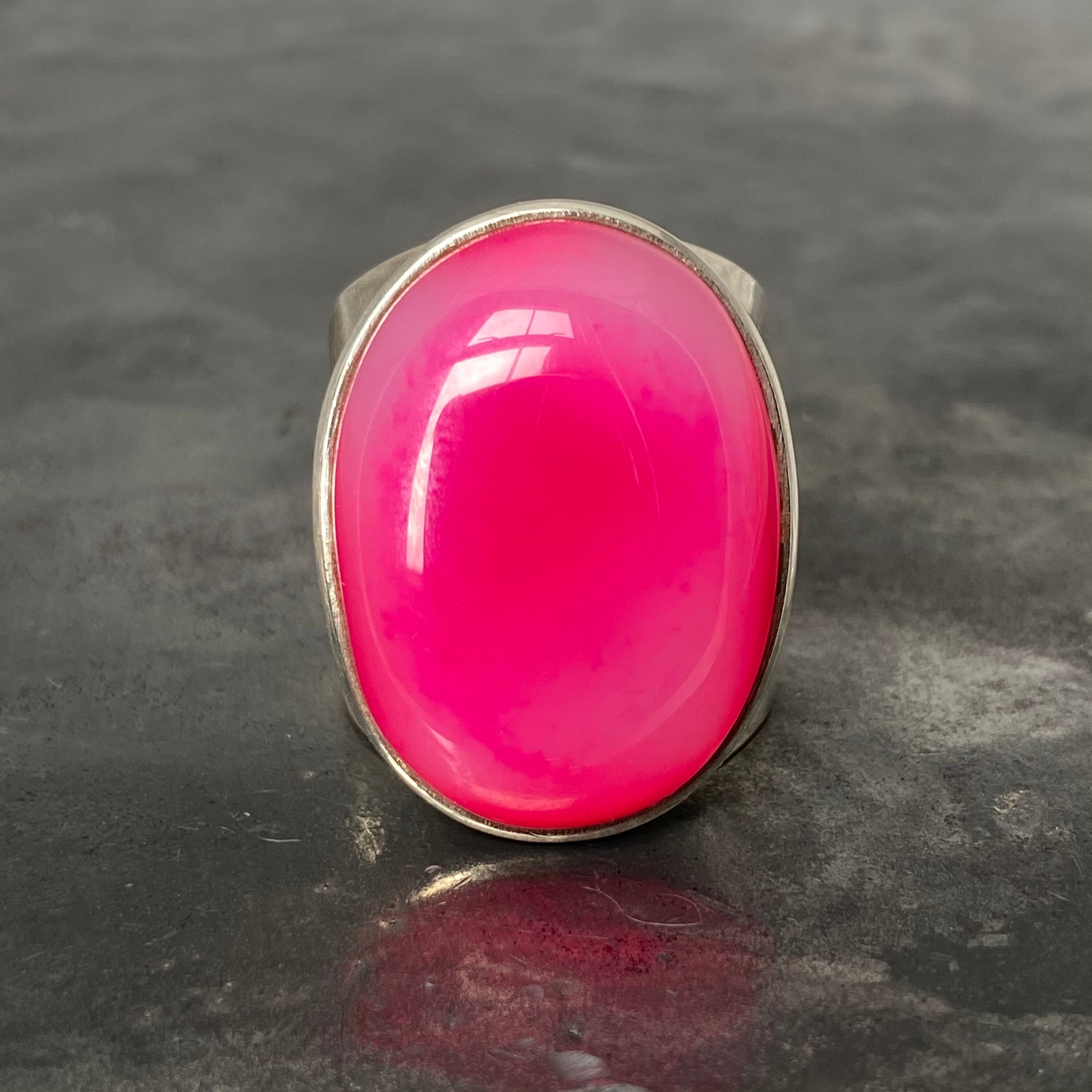 Agate ring Pink Agate ring oval pink agate ring size U.K. | Etsy