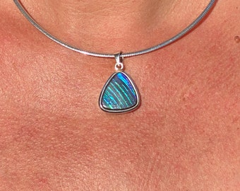 Ammoliet hanger - natuurlijke Ammolite hanger - sterling zilver Ammolite ketting