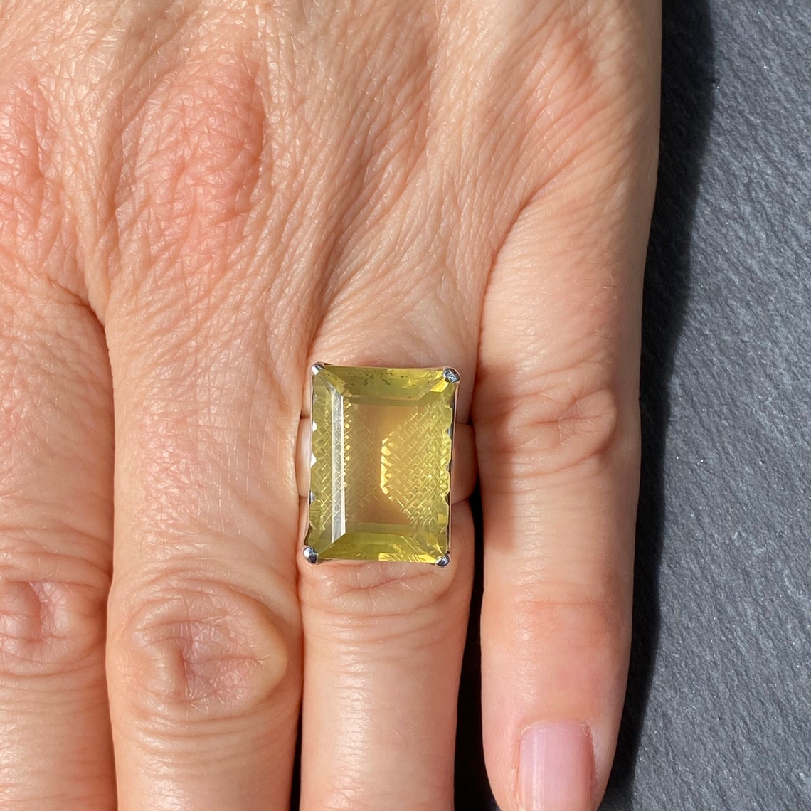 Lemon quartz ring Designer Lemon Quartz Ring Fancy cut Etsy