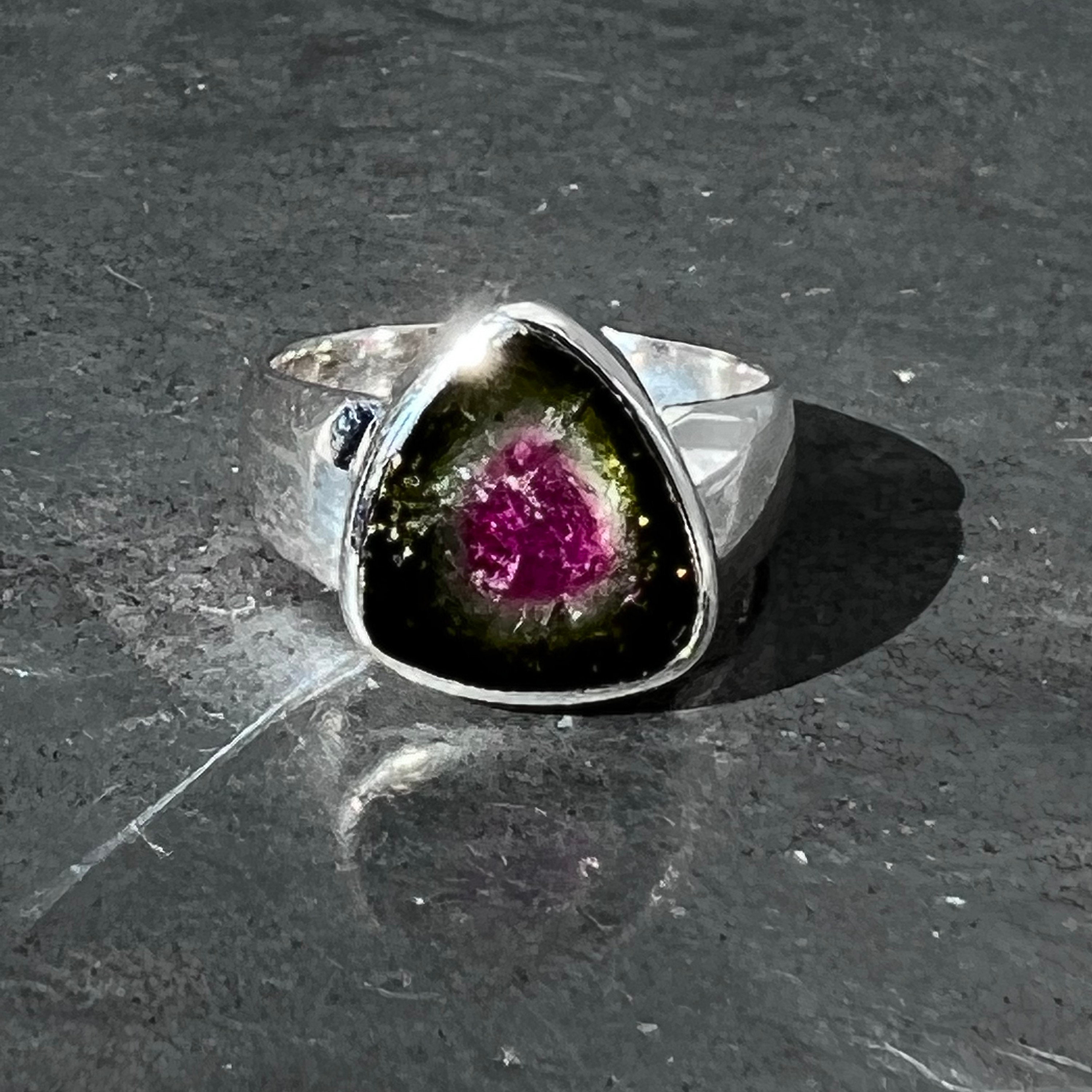 Raw watermelon clearance tourmaline ring