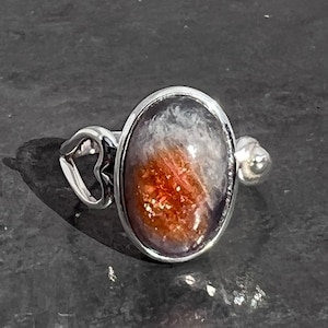 Sunstone Iolite ring - iolite sunstone ring - sterling silver sunstone Iolite ring size - U.K. - O 1/2, US - 7 1/2, EU - 56