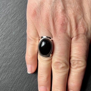 Onyx ring - oval onyx ring , black onyx ring - silver black onyx ring size U.K. - N, US - 6 3/4, EU - 53 1/2