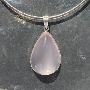 Pendentif quartz rose - Collier quartz rose en argent sterling - Pendentif cabochon en quartz rose
