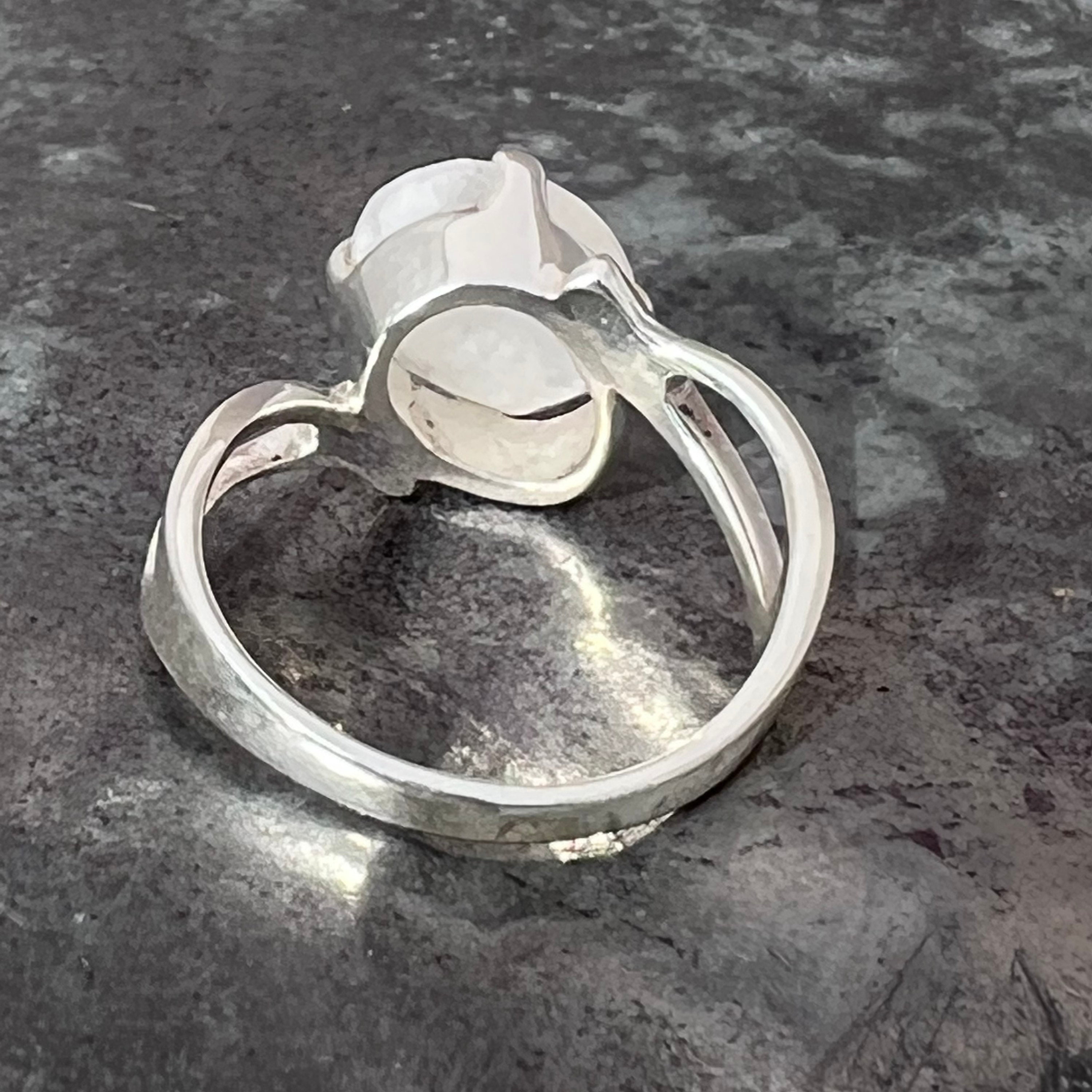 Moonstone Ring - Faceted Moonstone Ring - Rainbow Moonstone