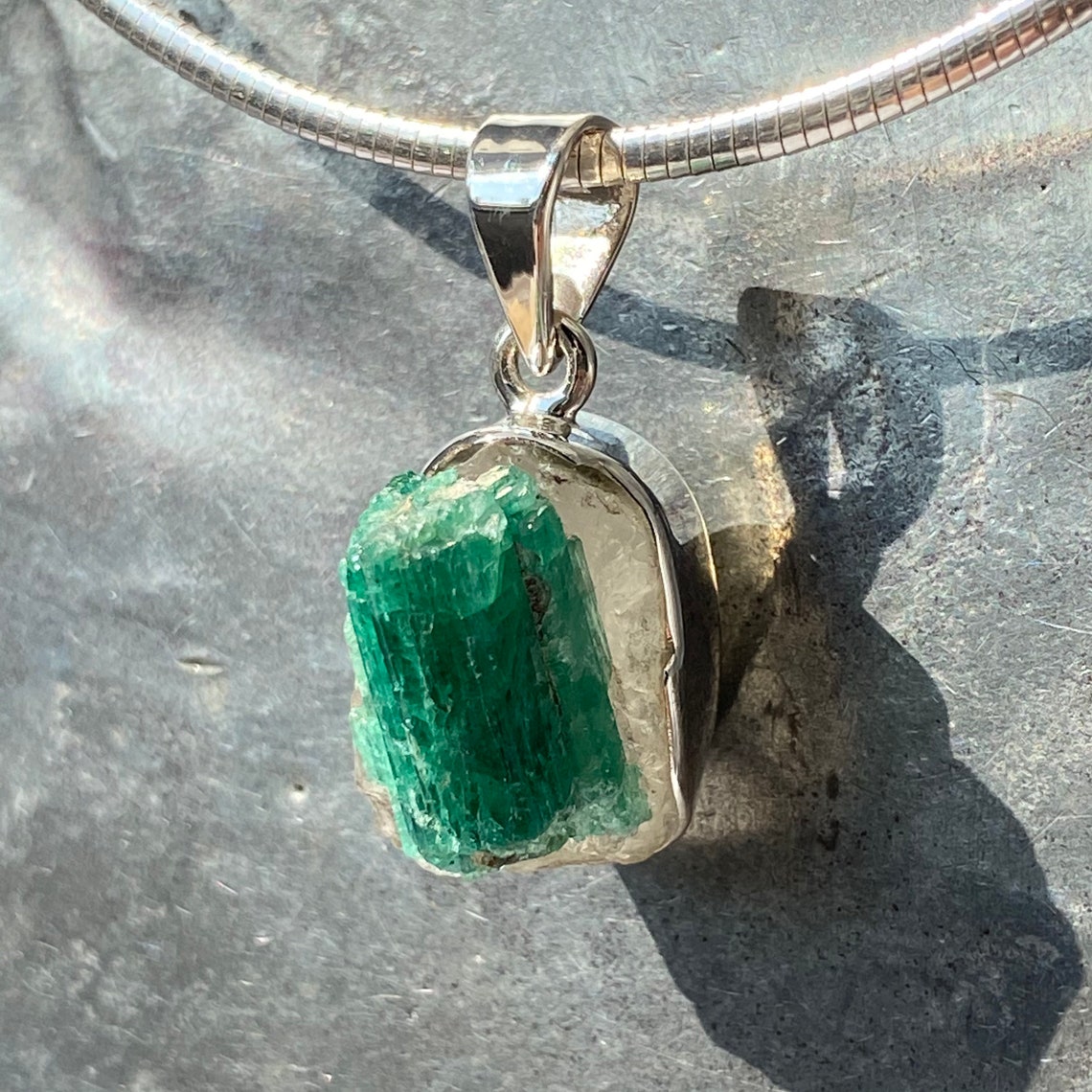 Emerald pendant natural emerald pendant raw emerald Etsy