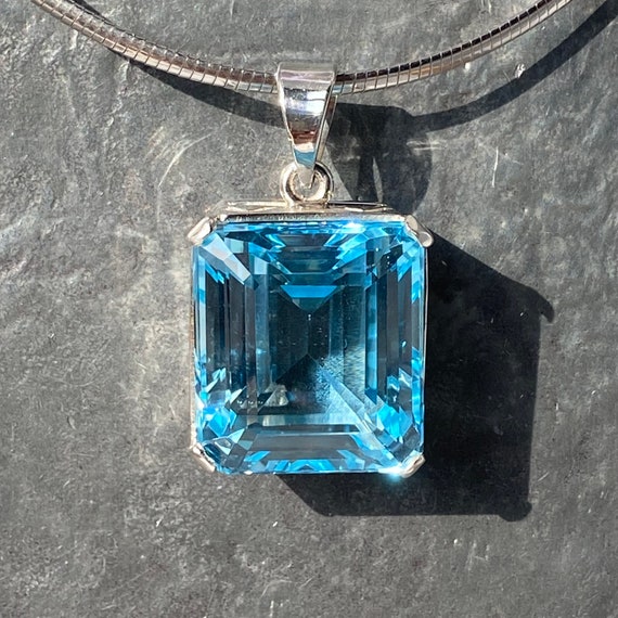 large blue topaz pendant