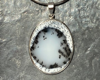 Opal Dendrite Pendant - Merlinite Pendant - large dendritic agate pendant