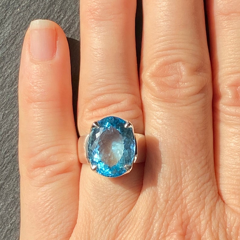 6 34 US Blue Topaz Ring N EU 53 size UK